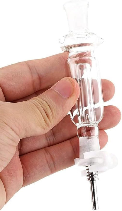 Glass Nectar Collector for Dabs, Honey Dispenser with Stand Honey Comb Shaped Pot, Syrup and Sugar Jar Pot, No Drip with High Capacity Pourer Dispenser