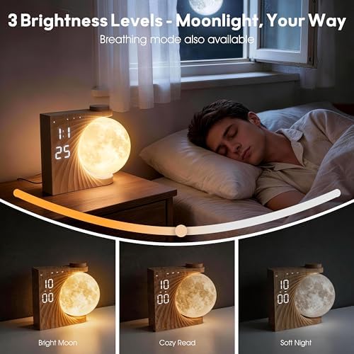 AIRIVO Alarm Clock for Bedrooms, Sunrise Alarm Clock Wake Up Light for Kids Teens, White Noise Sound Machine, Moon Light Dual Alarms for Heavy Sleepers, Night Light Clock for Preppy Room Decor - Image 6