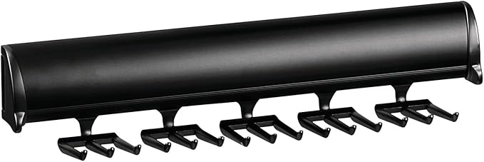TAG Hardware Designer 15 Hook Full Extension Telescopic Tie Rack Closet Organizer (Black)