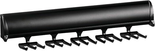 TAG Hardware Designer 15 Hook Full Extension Telescopic Tie Rack Closet Organizer (Black)