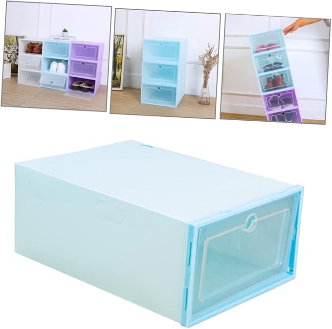 LABRIMP 6pcs Stackable Shoe Storage Boxes Cardboard Organizers Box for Shoes Case Home Office Storage