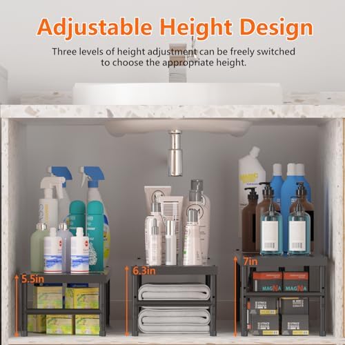 2 Pack Expandable adjustable stackable kitchen cabinet organizer,spice rack - Image 4