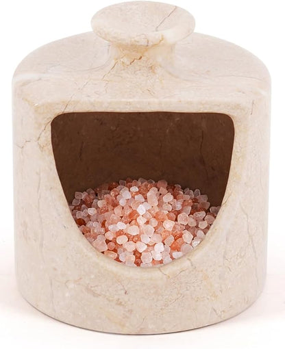 Radicaln Marble Salt Cellar 4.5" Inch Verona Handmade Salt Jar & Table Salt Storage For Kitchen Countertop, Ideal Pig Salt Container, Salts Dish & Sugar Bowl For Table
