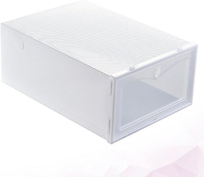 SUPVOX Thickened Shoe Storage Box with Flip Lid, 33x23x13cm White Shoe Organizer Container, 6pcs Dustproof Moisture-proof Boxes for Closet and Home Use