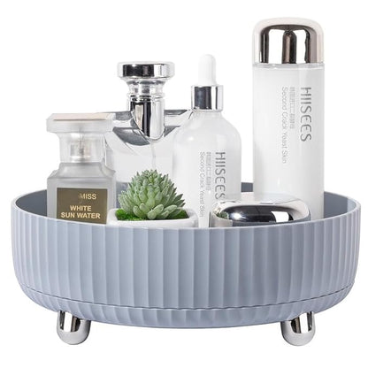 Anyoifax Makeup Perfume Organizer Tray 360 Degree Rotating Lazy Susan Skincare Lotion Organizer Spinning Cosmetics Storage for Dresser, Vanity, Bathroom Countertop, Small Grey