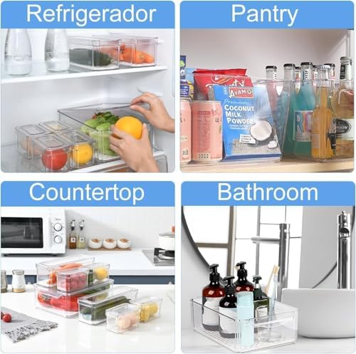 KUMD 10 Pack Food Storage Organizer Bins, Clear Pantry Containers with Lids - Image 6
