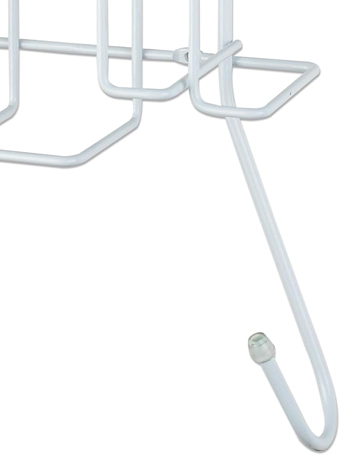 Sunbeam Laundry Room Metal Over the Door Hanging Ironing Board Holder and Organizer, Holds Standard Size Iron, Board, Spray Bottles, Starch, Fabric softener, White finish