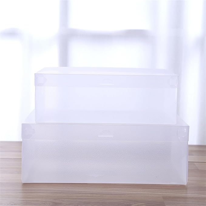 Gadpiparty 6pcs Large Dustproof Shoe Boxes 33x20x12cm White Plastic Shoe Storage Containers with Flip-top Lid for Home Closet Organization