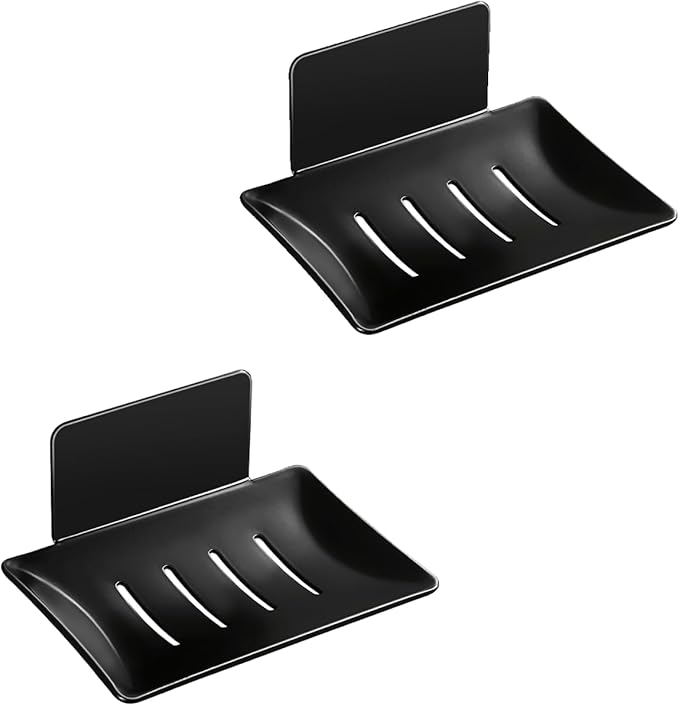 YUZP Soap Holder for Shower with Stainless Steel,Rustproof Soap Saver Sponge Holder for Bathroom,Tub,Kitchen Sink (2PCS Black)