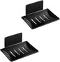 YUZP Soap Holder for Shower with Stainless Steel,Rustproof Soap Saver Sponge Holder for Bathroom,Tub,Kitchen Sink (2PCS Black)
