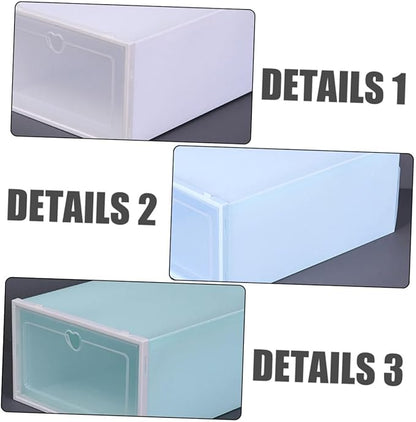 Levemolo Thickened Plastic Shoe Storage Box Set of 4 Large Clamshell Dustproof Drawer-Type Organizer for Closet Bed Shoe Boxes