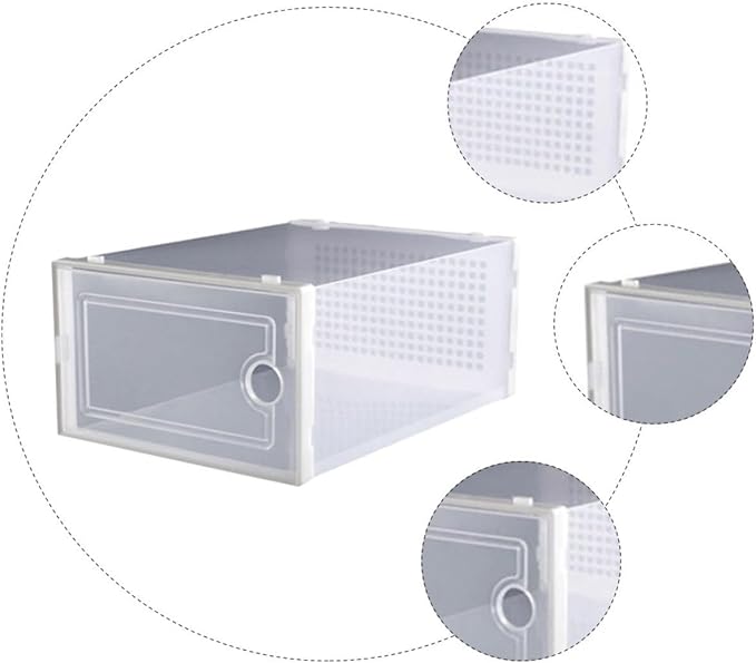 Ciieeo Thickened Plastic Shoe Storage Boxes with Drawer White Simple Shoe Racks for Dormitory Closet Organization 2pcs