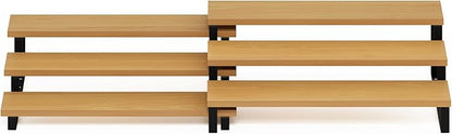 Furinno RAVEL Kitchen Countertop Organizer Set of 2, 3-Tier Nesting Metal Frame Counter Shelves, Kitchen Storage, Expandable, Spice Rack, for Pantry, Coffee Bar, Beech