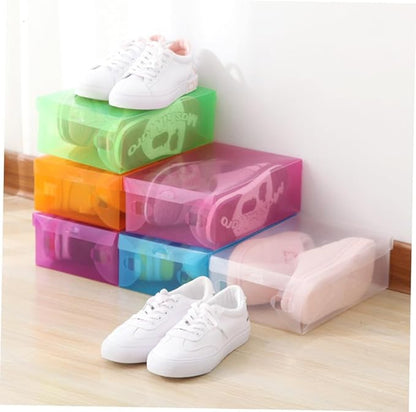 SHINEOFI 6pcs White Flip-top Shoe Storage Boxes 33x20x12cm Large Dustproof Plastic Shoe Organizers for Home Closet Space-saving Stackable Containers