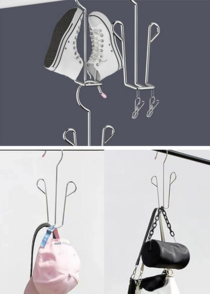 Leoyoubei 10 Pack Stainless Steel Shoes Hanger Drying Rack for Dehumidifying Hanging Leather Shoes,Double Hook Design Drying Shelf Storage Organizer,Closet Organizer Storage