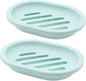 Topsky 2-Pack Soap Dish with Drain, Soap Holder, Soap Saver, Easy Cleaning, Dry, Stop Mushy Soap (Green)