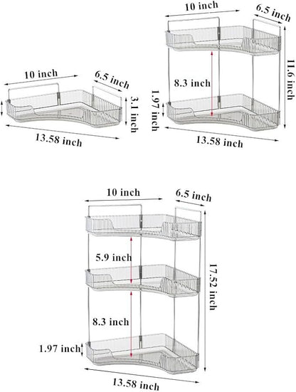 Grey 3-Tier Vanity Organizer - Bathroom Counter Shelf for Cosmetics, Toiletries, Lotions, Perfumes