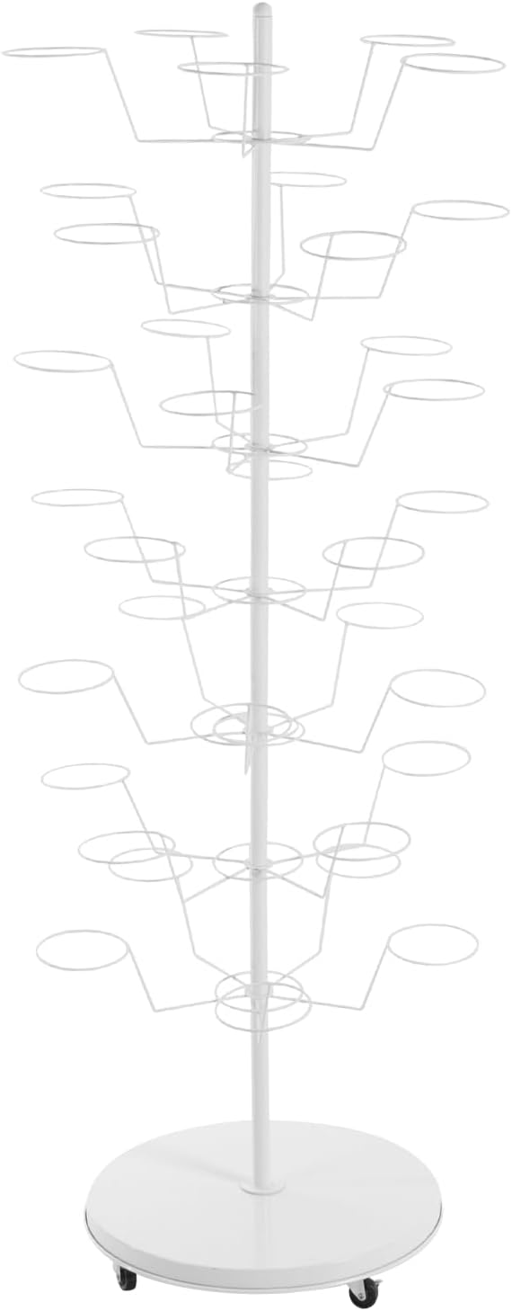 LOYALHEARTDY 7 Tier 35 Hooks Hat Rack Stand, Metal Hat Rack Hat Hangers Freestanding Hat Organizer Rack Display Stand for Wig, Cap, Baseball Hat (White)