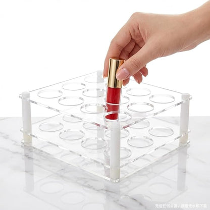 2 Pack 12 Hole 3×4 Acrylic Roller Bottle Organizer, Crystal Clear Essential Oil Holder, DIY Easy Assembly, 3mm Thick, Space Saving for Bathroom Vanity & Bedroom Dresser, Fits 10ml Roller Bottles