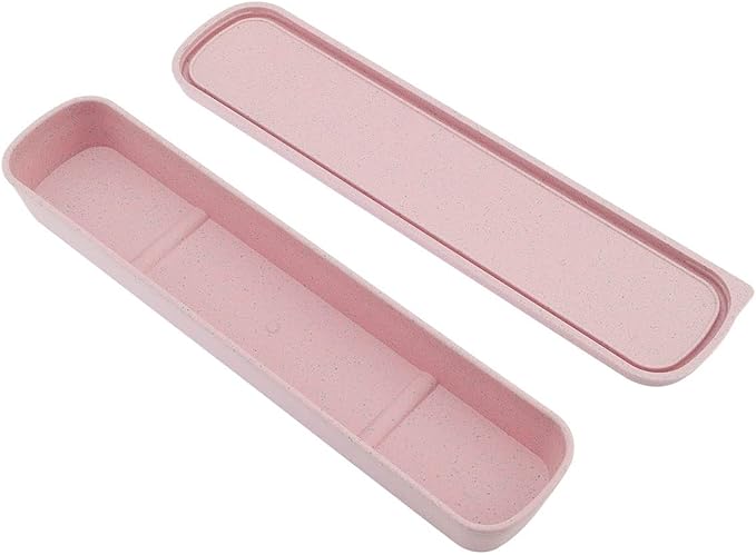 1pcs Portable Flatware Box Travel Tableware Storage Case Box, Utensil Case Flatware Storage Box for Cutlery Kit, 9.84 x 2.40 inch (Pink)