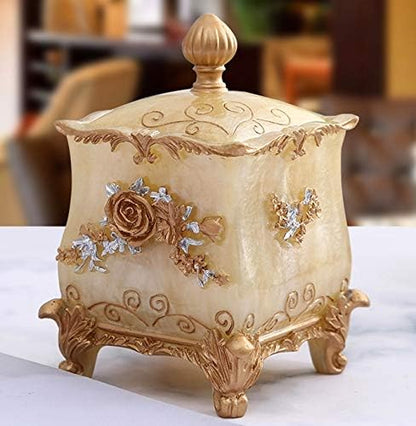 Qtip and Cotton Ball Swab Holder Dispenser Container Organizer Makeup Pads Canister for Bathroom Kitchen Gold