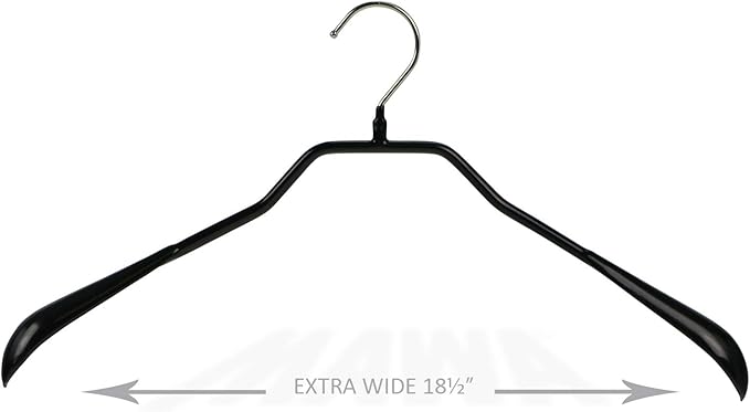 Mawa by Reston Lloyd BodyForm Series Non-Slip Space-Saving Extra Wide Clothes Hanger for Jackets, Suits & Coats, 18 1/4" Wide, Style 46/L, Black 1-Piece