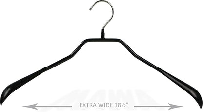 Mawa by Reston Lloyd BodyForm Series Non-Slip Space-Saving Extra Wide Clothes Hanger for Jackets, Suits & Coats, 18 1/4" Wide, Style 46/L, Black 1-Piece