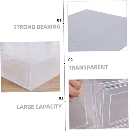 6pcs Transparent Shoe Storage Box Clamshell Design Capacity Plastic Organizer for Home and Closet Easy Access Sneaker Case
