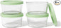 8-Piece Glass Food Storage Containers Set (4 Containers + 4 BPA-Free Lids) | 1-Cup, Leakproof | Microwave, Freezer, Oven & Dishwasher Safe | Ideal for Meal Prep & Pantry Organization, Pistachio