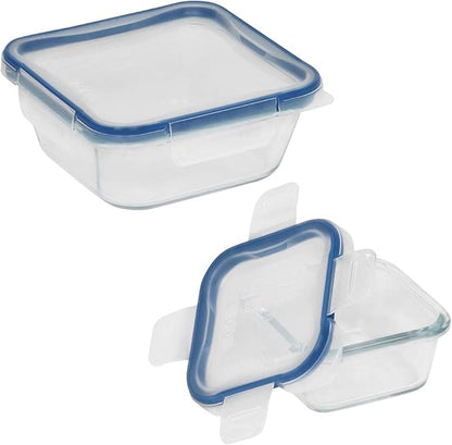 Snapware Total Solutions (2-Pack, 1 & 4 Cup) Glass Food Storage Containers Set, Airtight & Leakproof Locking BPA-Free Lids, Freezer Dishwasher Microwave Safe