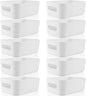 Zopeal Plastic Storage Bins 10 Pcs White Pantry Organizer Bins Small Baskets Storage Containers for Home Kitchen (12 x 8 x 5 Inches)