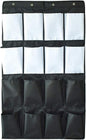 HeyToo Over The Door Shoe Organizer 16 Large Oxford Fabric Pockets Accessory Storage Hanging Narrow Closet Wall Black and White