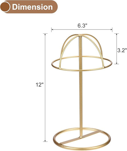 uxcell Metal Hat Display Stand 2 Pack Tabletop Hat and Wig Rack Holder Freestanding for Baseball Cap, Fedora Hat, Cowboy Hat - Gold, 12 Inch