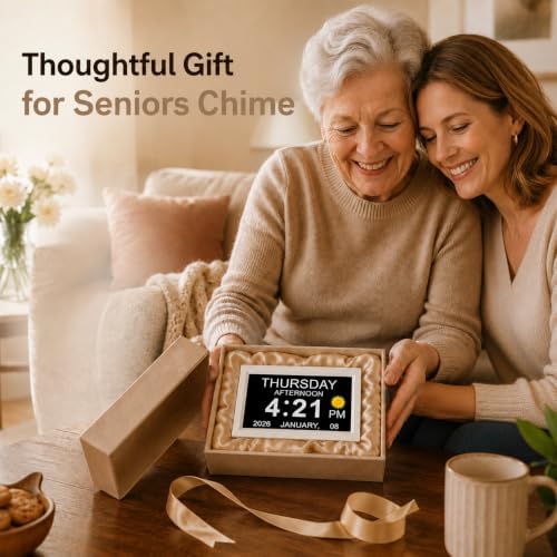 JALL 7" Digital Calendar Day Clock for Seniors 2026, Non-Abbreviated with Day & Date, Easy-to-Read Alzheimer's Dementia Clock for Elderly, Auto-Dimming, 8 Custom Alarms, Auto DST, White - Image 7