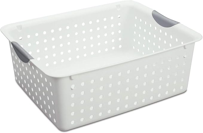 Sterilite Large Ultra Basket, Open Storage Bin to Organize Closets, Cabinets, Pantry, Shelving and Countertop Space, White, 1-Pack