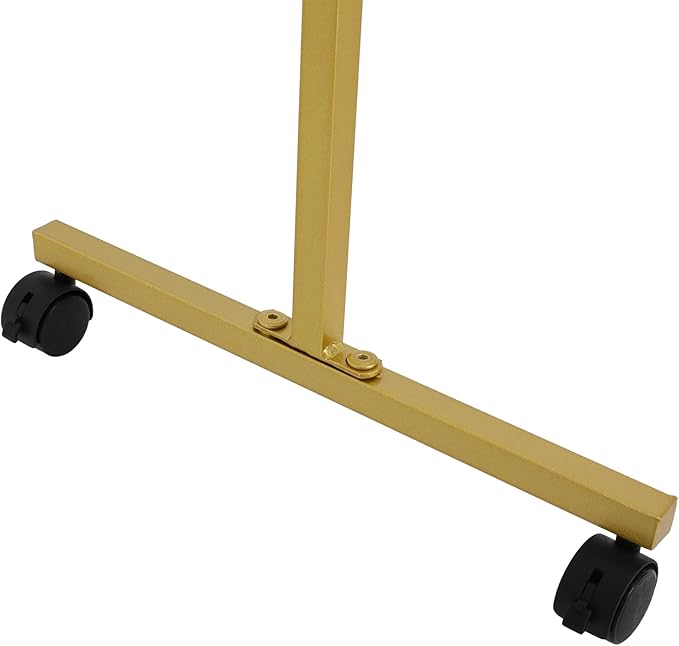 7 Tier Metal Display Rack with Wheels, Floor Standing Scarf Display Stand, Hijab Rack for Retail Stores, Towel, Belts, Ties, and Pants (Gold, 7 Tier)