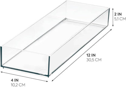 iDesign Plastic Makeup Drawer Organizer Tray - Vanity Organizer or Desk Drawer Organizer - Clear/Matte White