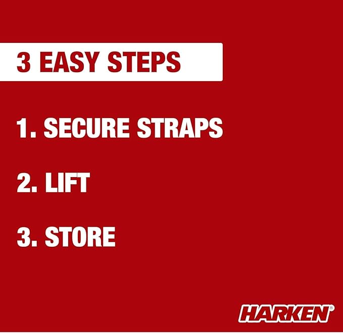 HARKEN Hoister - Overhead Garage Storage 1 Point Hoist System for Bikes, Ladders (45lb Capacity, 10ft Ceiling) Space-Saving Organization, Easy One-Person Operation, Safe Anti-Drop, Self-Leveling, 7800