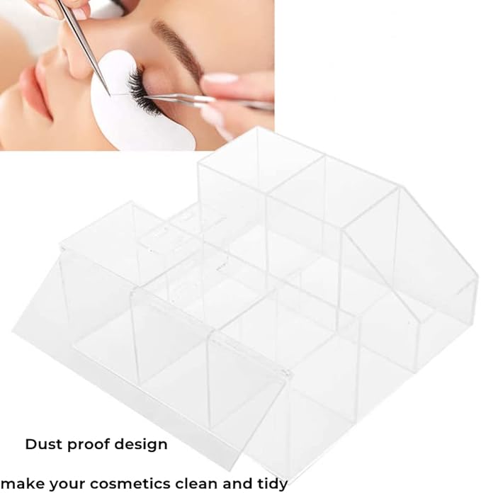 Acrylic Large Capacity Makeup Organizer, Grafting Beauty Extension Supplies Lash Storage Display, Eyelash Storage Case Brush Tweezers Cosmetic Holder (Transparent)