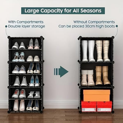 Shoe Slot Organizer Space Saving Double Tier Adjustable Shoe Slots for Closet Organization 5 Pack 5 Doors