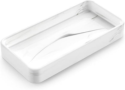 Gurygo 8" Ceramic Bathroom Vanity Tray for Kitchen Counter - Kitchen Soap Tray - Rectangular Ceramic Trays for Bathroom - Porcelain Large Serving Trays (Marble, Set/1)