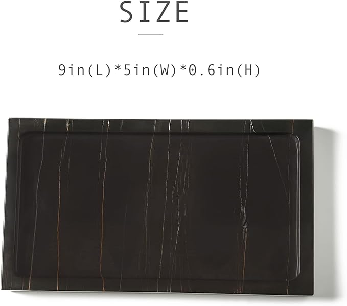 JIMEI Natural Real Marble Bathroom Vanity Tray Countertop 9'' Makeup Organizer for Dresser, Guest Towel Holder Tray Napkin Holder for Bathroom (Black)