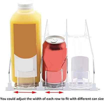 Soda Dispenser White Automatic Pusher Glide for Fridge for Fridge-Holds Up to 15 Cans Shelf Automatic Beverage Propeller