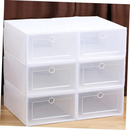 Gatuida 6pcs Transparent Stackable Shoes Box Organizer Drawer Design Shoe Storage Container for Easy Access and Dust