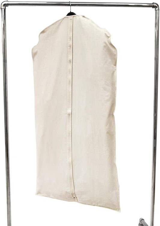 100% Cotton Canvas Long Suit or Coat Bag, Unbleached and Natural