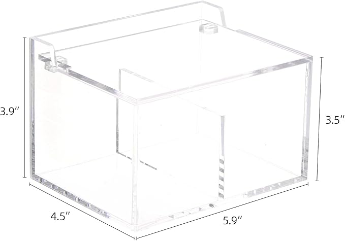 Tbestmax 2-Grid Qtip Holder, 4mm Thickness Cotton Ball Swab Organizer Acrylic Rectangle Bathroom Canister Makeup Pad Cosmetic Storage - Clear