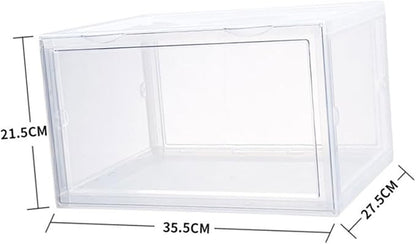 ABOOFAN Shoe Storage Box with Dustproof Design, Buckle-connected Modular Shoe Organizer, Sturdy Stackable Plastic Container for Home Closet Use