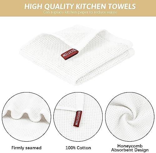Nialnant 100% Cotton Dish Cloths for Washing Dishes, 4 Pack Waffle Weave Dish Towels,Super Soft Absorbent Cleaning Rags-White,12x12 Inch - Image 4