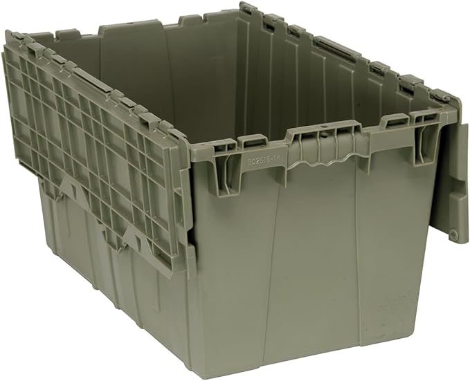 Quantum QDC2515-14 Plastic Storage Container with Attached Flip-Top Lid, 25" x 15" x 14", Gray