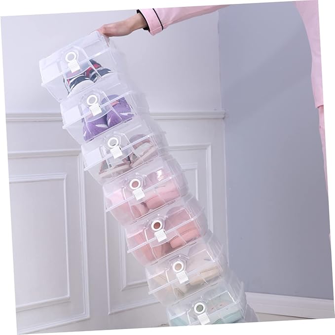 SOLUSTRE Thickened Flip Shoe Box Shoe Cube Organizer Lids Large Storage Box for Sneakers Plastic for Men Women